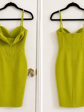 Fashion Nova Lime Green Spaghetti Strap Bodycon Mini Dress